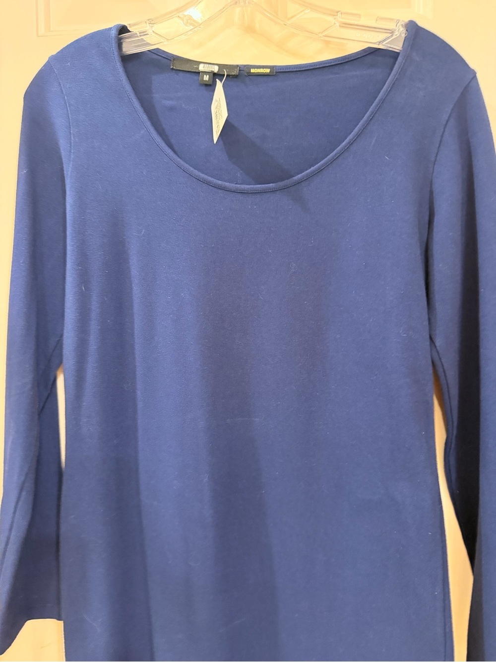 Monrow Navy Scoop-Neck Long Cotton Sleeve Sheath Dress, NWOT, Sz M - Picture 5 of 16